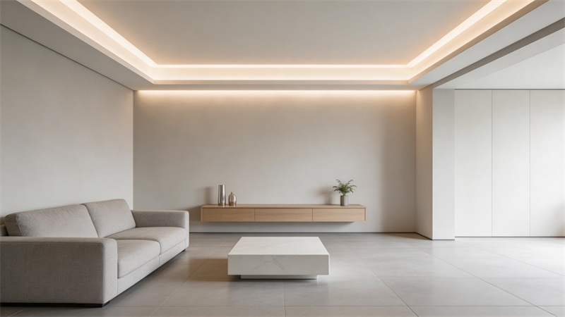 jimeng-2026-03-31-9428-现代家居无主灯设计空间，COB灯带隐藏式安装，光线均匀柔和，整体空间高级感强，真....JPG