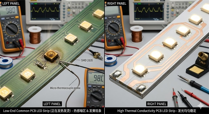 LED灯带PCB散热结构对比展示