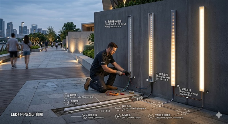 LED灯带安装示意图 LED灯带安装示意图
