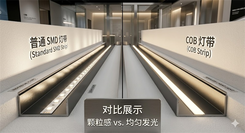 COB灯带与普通SMD灯带对比展示