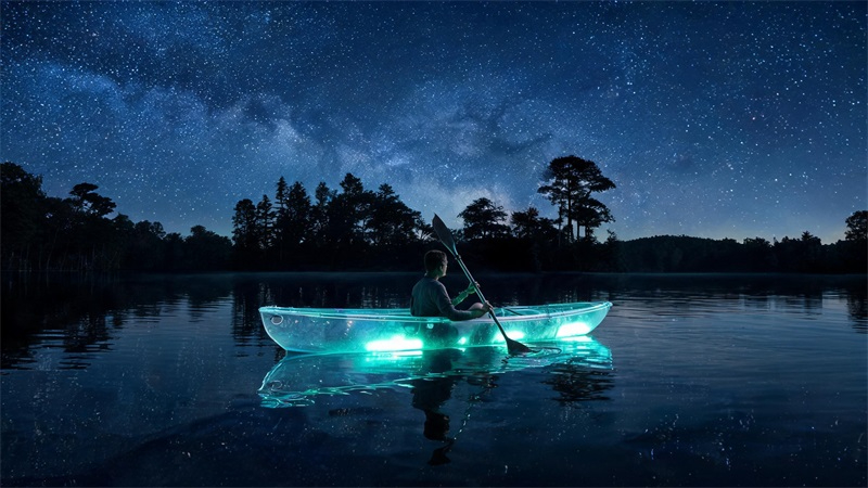 夜晚湖面上的透明皮划艇.JPG