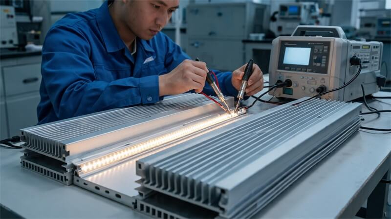 jimeng-2026-08-13-4235-LED灯带工程测试实验室实景,一名工程师使用专业仪器测试COB灯带的输入电压、电... jimeng-2026-08-13-4235-LED灯带工程测试实验室实景,一名工程师使用专业仪器测试COB灯带的输入电压、电...