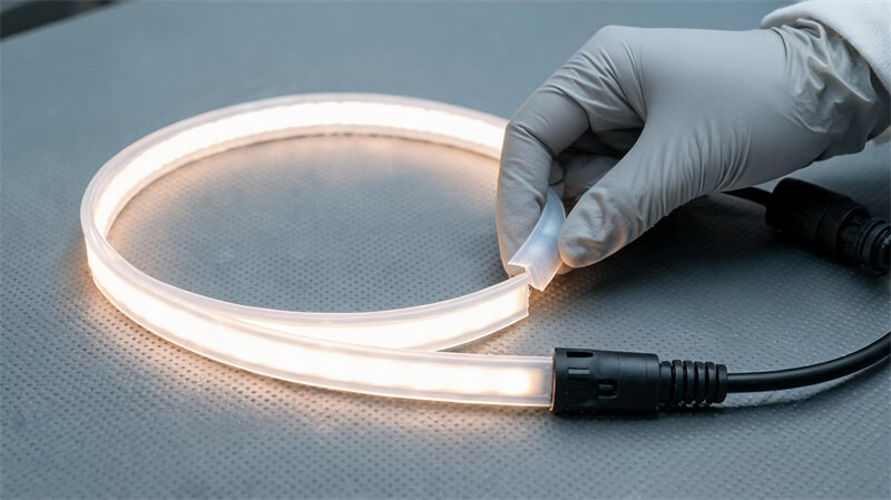 jimeng-2026-10-13-7137-8K 超写实 IP67 防水 COB LED 灯带近景摄影。专业工作台上展示柔性... jimeng-2026-10-13-7137-8K 超写实 IP67 防水 COB LED 灯带近景摄影。专业工作台上展示柔性...