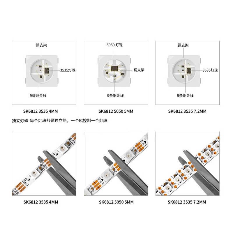 SK6812窄板4MM全彩灯条3535单点单控60灯每米DC5V - 3