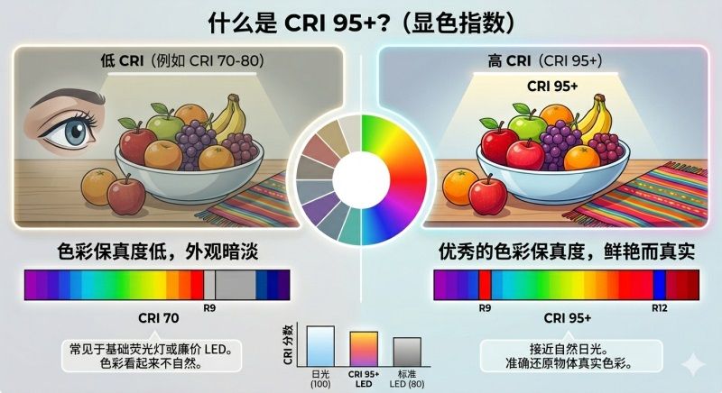 什么是 CRI 95+？为什么它是商业照明的“金标”？