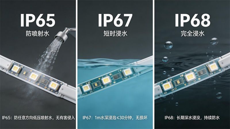 户外灯带防水IP65够吗？不同场景等级选购