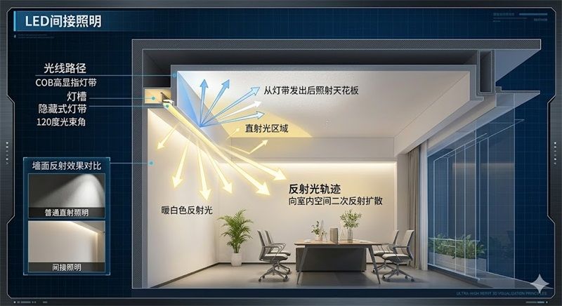 灯带间接照明如何实现均匀发光？反射原理详解