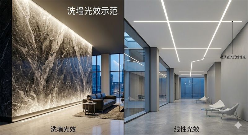 洗墙灯和线条灯有什么区别？从发光原理到应用场景全面解析