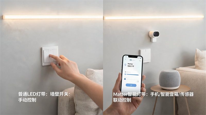 Matter智能灯带与普通LED灯带有什么区别？功能、兼容性与应用场景解析